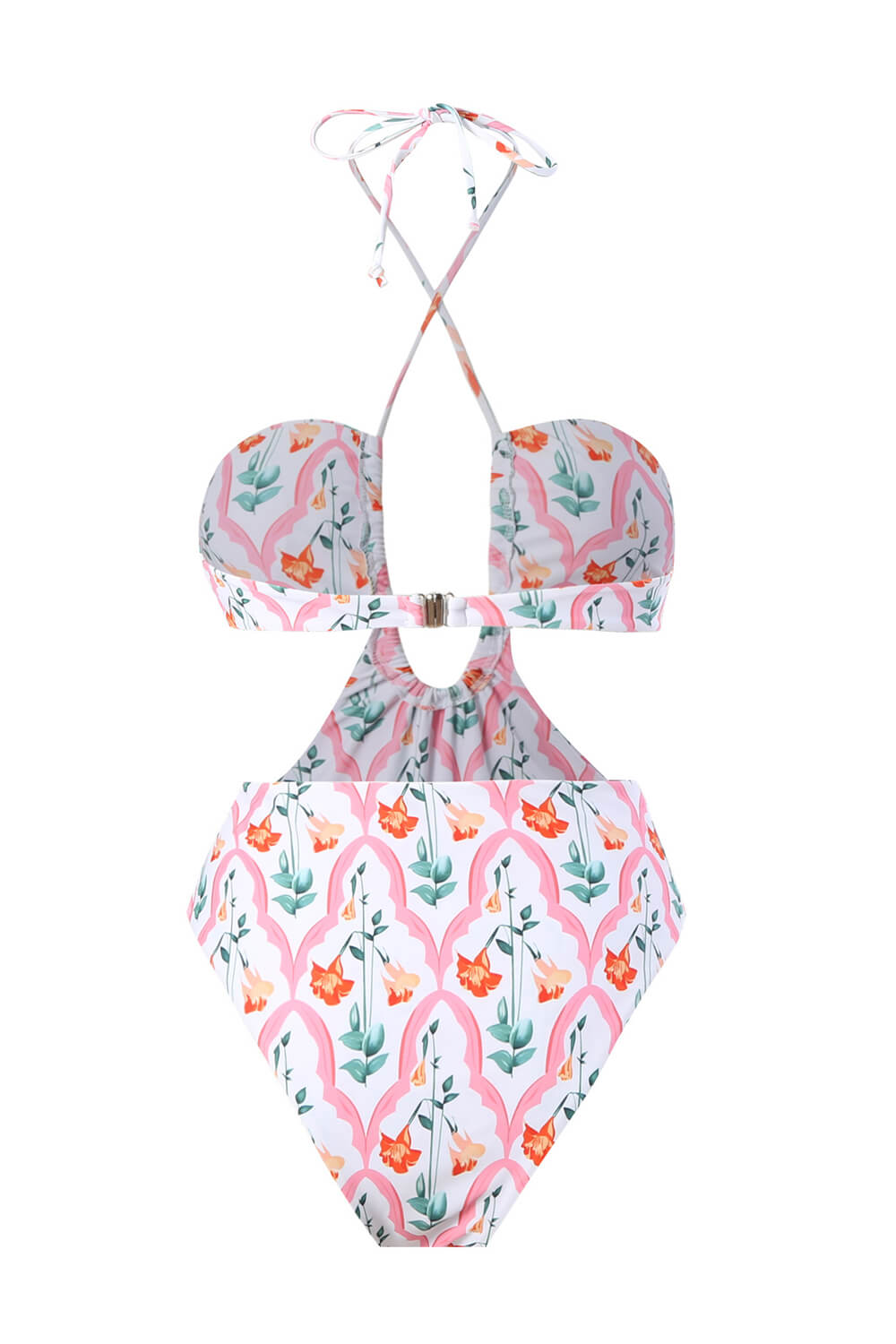 Mejorana Printed Cutouts Halter One Piece Swimsuit
