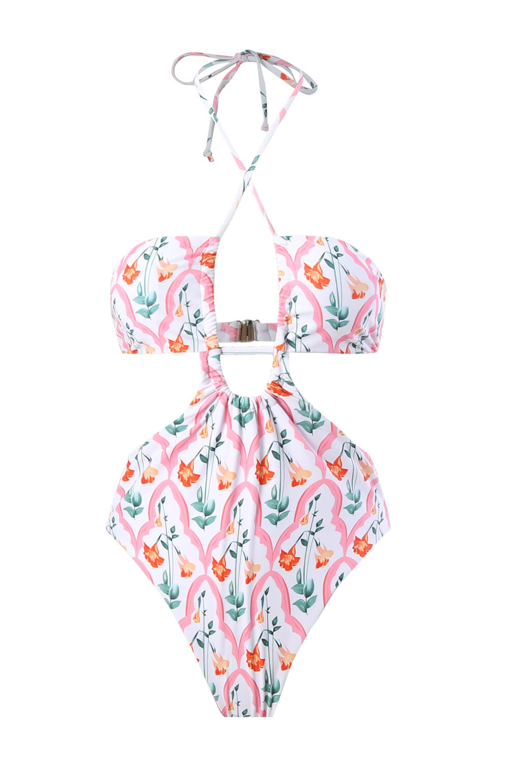 Mejorana Printed Cutouts Halter One Piece Swimsuit