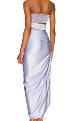 Lilac Pearl Strap Cutout Shiny Texture One Piece Swimsuit