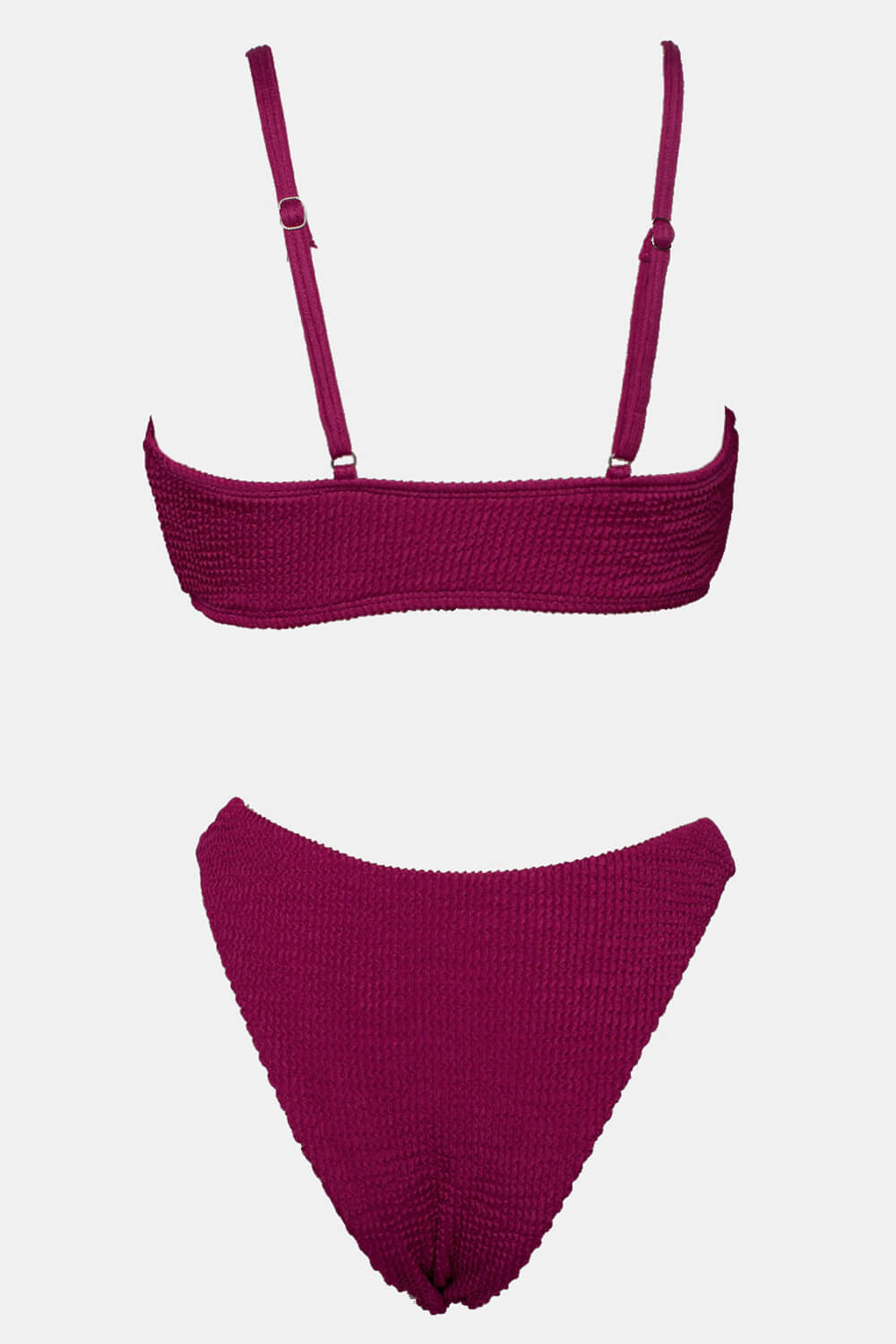 Crinkle V-Neck Bralette High-Cut Bikini Set