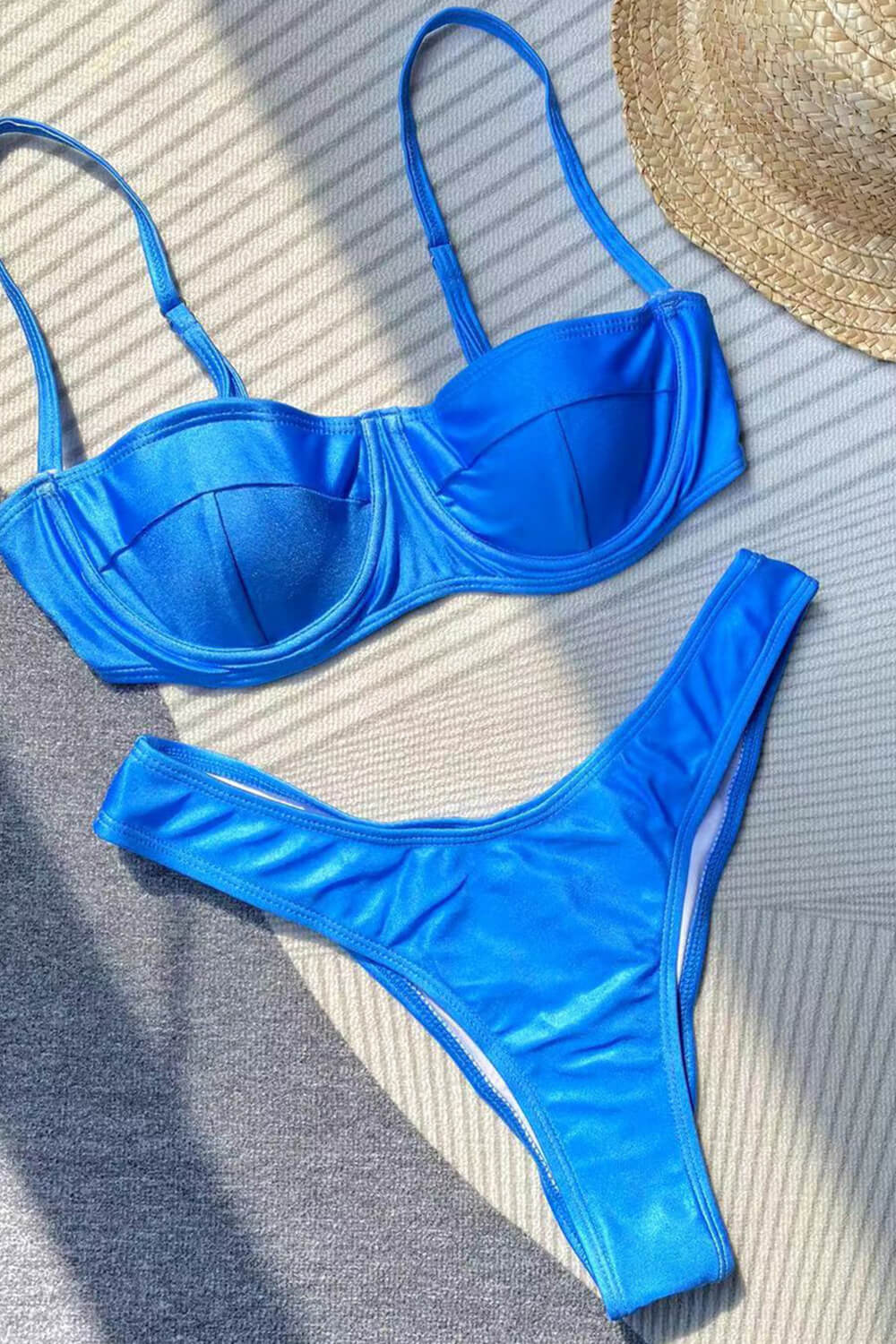Royal Blue Underwire High-Cut Bikini Set