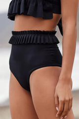 Ruffled Bandeau High-Waisted Bikini Set