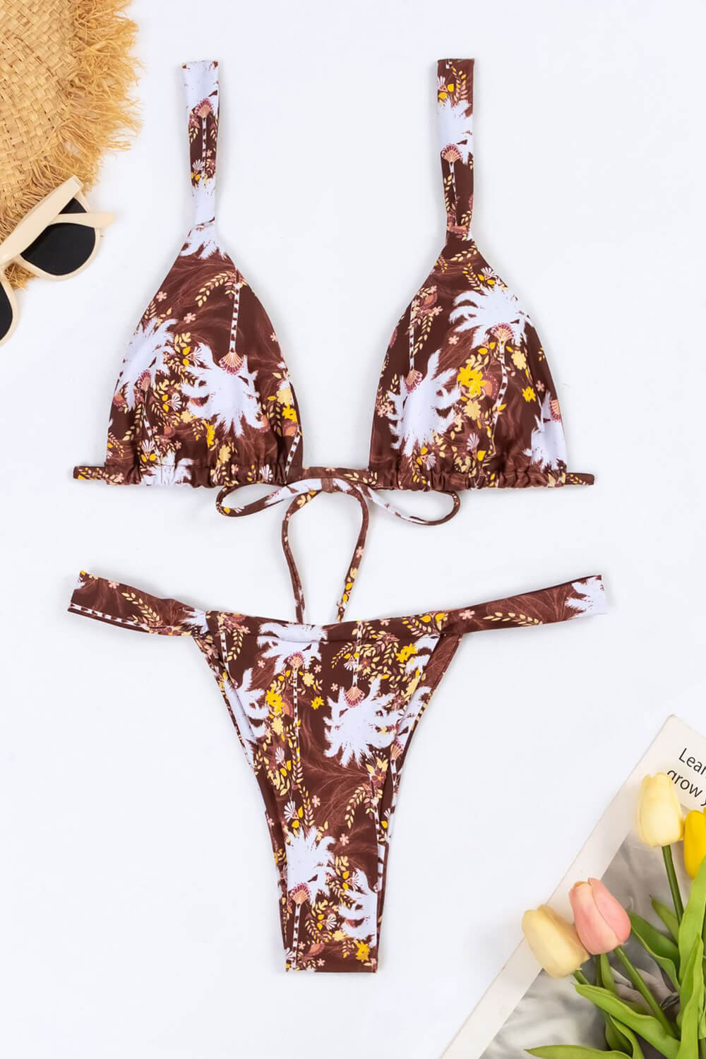 Palmera Printed Triangle Tie Back Bikini Set