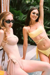 Strappy Tank Tie Side Bikini Set - Nude