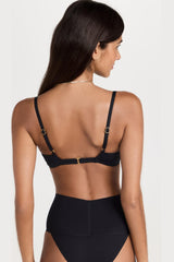 V Neck Bralette High Waist Bikini Set - Black