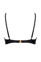 Drawstring Bralette Lace Up Tie Side Bikini Set - Black