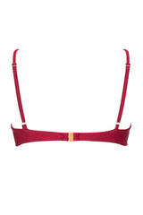 Drawstring Bralette Lace Up Tie Side Bikini Set - Red