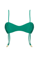 Drawstring Bralette Lace Up Tie Side Bikini Set - Green