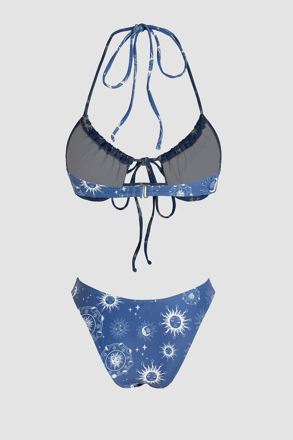 Star & Moon Tie Front Halter Underwire High-Cut Bikini Set