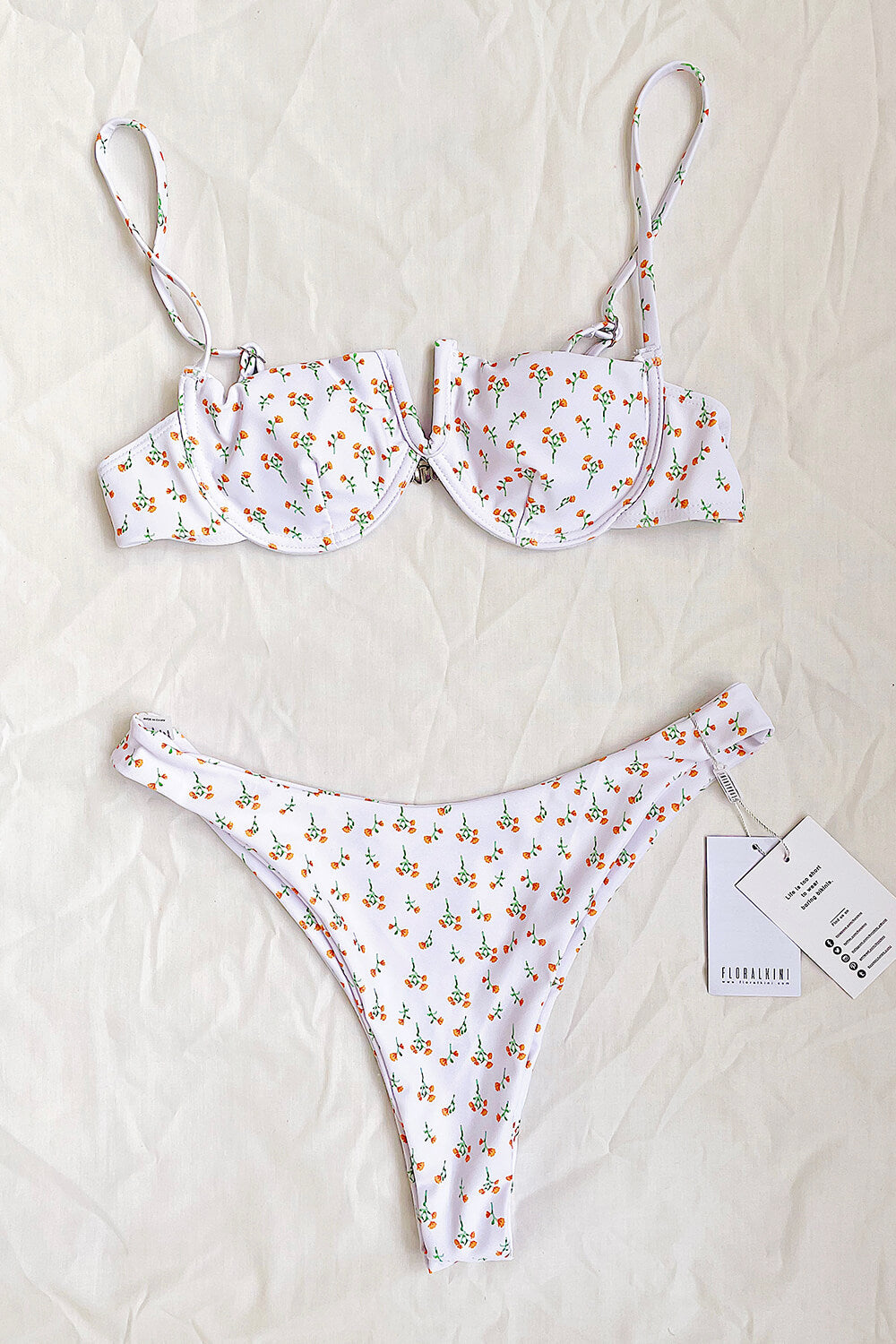 Floral High Cut Bikini Bottom